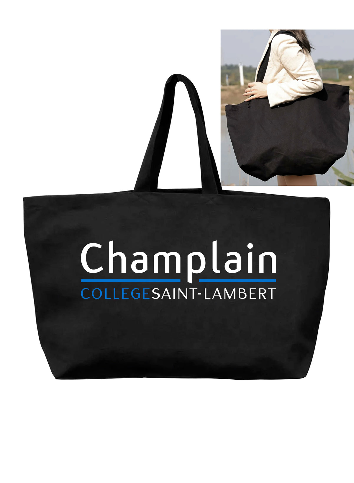 Champlain Large Black Tote Bag