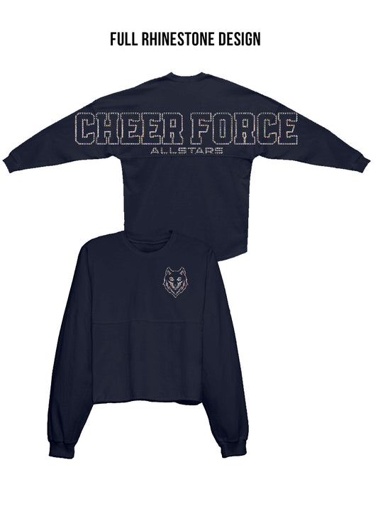 CheerForce Allstars Navy Rhinestone Drop Shoulder Jersey