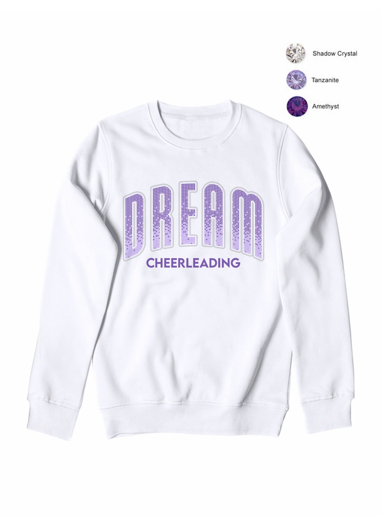 Dream Cheerleading Rhinestone White Crewneck