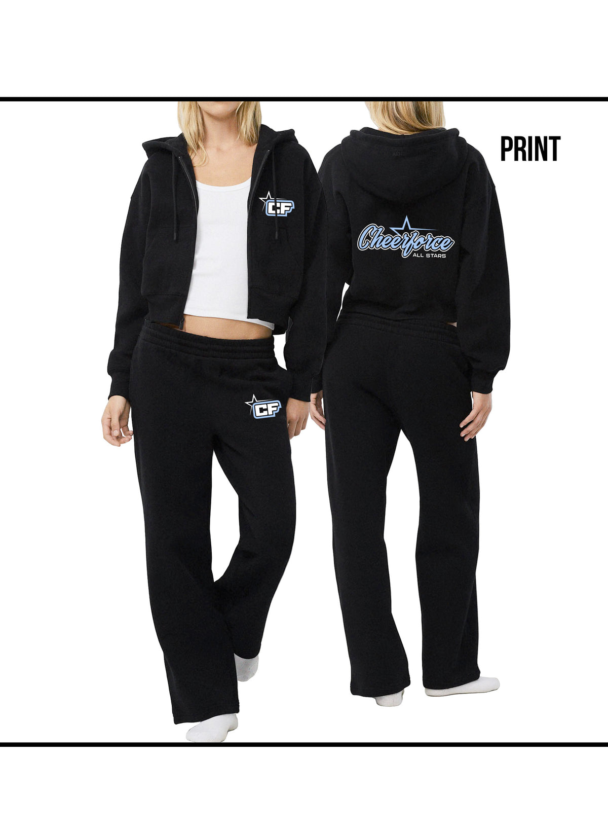 CheerForce PRINTED Black Full Zip Jogger Set