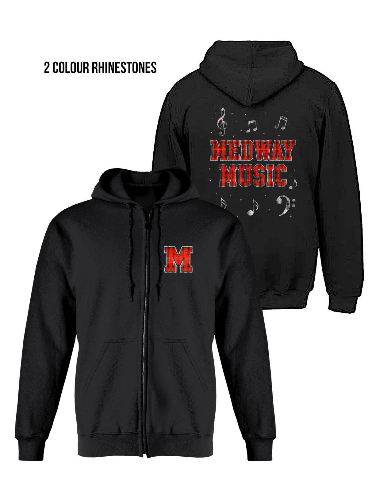 Medway Music Rhinestone Zip Hoodie