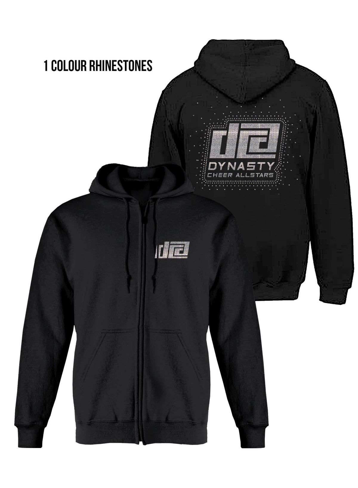 Dynasty Rhinestone Black Zip Hoodie